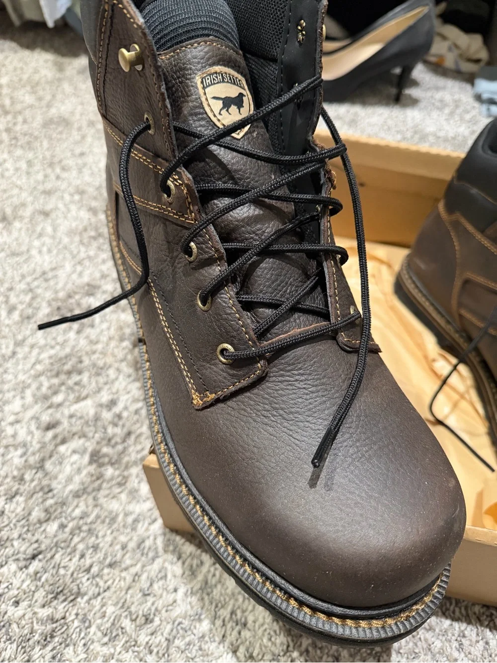 Irish Setter Dark Brown Leather Lace-Up Work Boots
